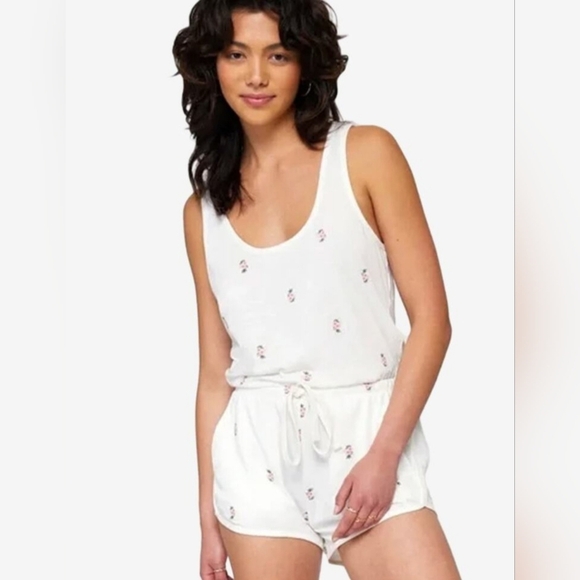 Spiritual Gangster Perfect Lounge White & Pink Floral Romper - Picture 4 of 10